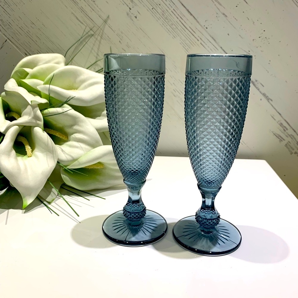 🥂New! Set of 2 Blue Champagne Flutes - Picture 2 of 9